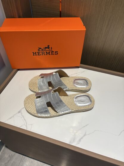 Hermes silver comfortable all-match non-slip breathable casual slippers
