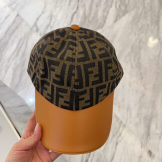 Fendi Fashion Leather Trim Baseball Cap
