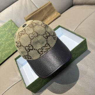 Gucci canvas and leather baseball cap