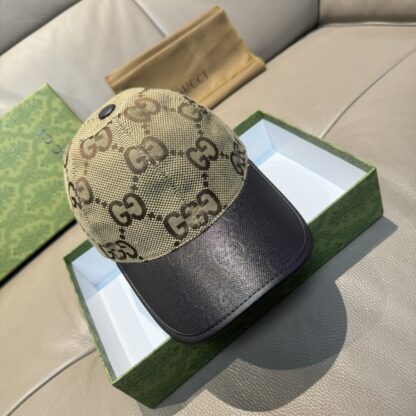 Gucci canvas and leather baseball cap