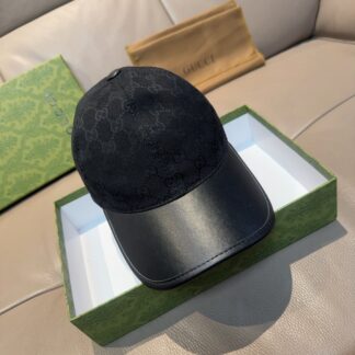 Gucci canvas and leather baseball cap