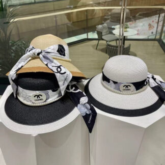 Chanel sunshade lady straw hat