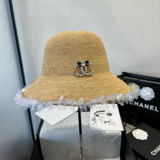 Chanel hand-woven raffia hat