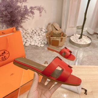 Hermès summer versatile classic red flat slippers