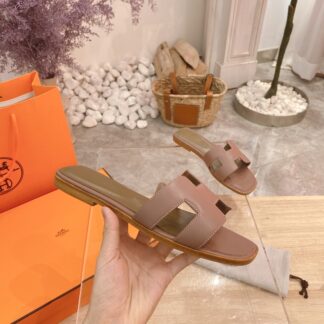 Hermès summer versatile classic pink apricot flat slippers
