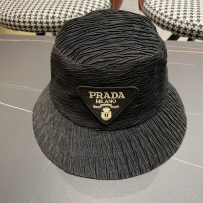 Prada large brim embroidered sun hat
