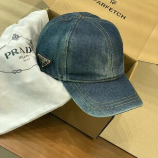 Prada Denim Gradient Washed Baseball Cap