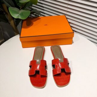 Hermès summer versatile red flat slippers