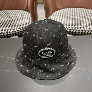 Prada Bow Denim Bucket Hat
