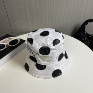 Prada polka dot triangle logo bucket hat