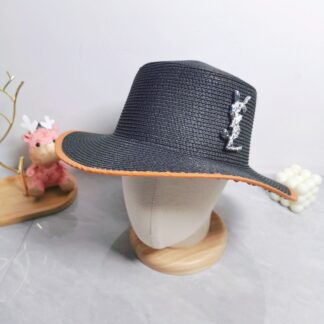 Yves Saint Laurent popular flat top straw hat