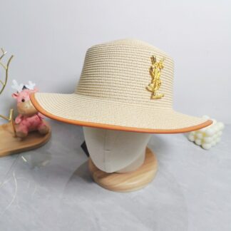 Yves Saint Laurent popular flat top straw hat