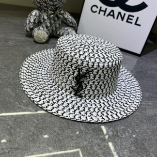 Yves Saint Laurent popular flat top straw hat