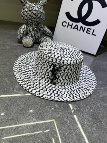 Yves Saint Laurent popular flat top straw hat