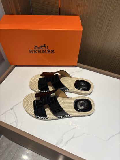 Hermes dark blue comfortable all-match non-slip breathable casual slippers