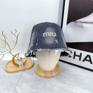 Miu Miu Simple Denim Bucket Hat for Men and Women