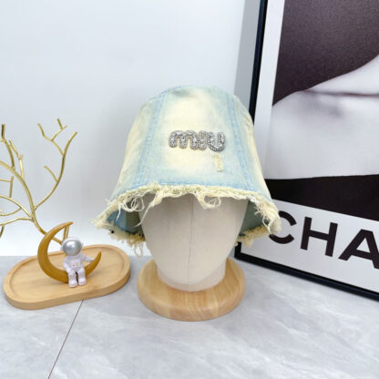 Miu Miu Simple Denim Bucket Hat for Men and Women - Image 2