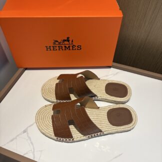 Hermes dark brown comfortable all-match non-slip breathable casual slippers