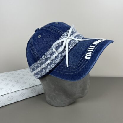 Miu Miu Delicate Bow Lace Trim Baseball Cap - Image 2