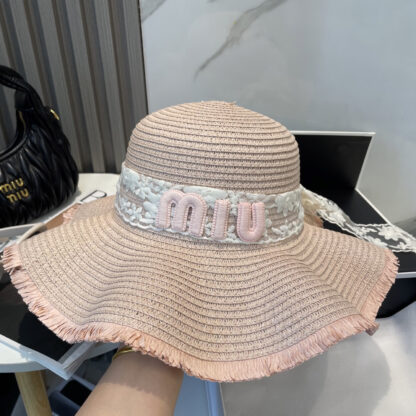 Miu Miu exquisite lace ribbon straw hat - Image 2