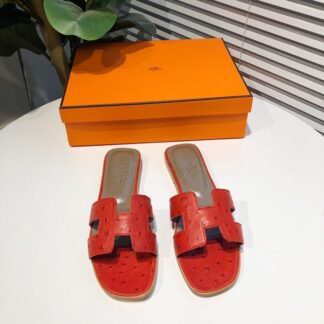 Hermès summer versatile classic red crocodile pattern flat sandals