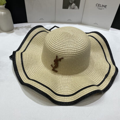 Yves Saint Laurent color matching lotus edge top hat basin hat straw hat