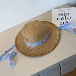 Miu Miu raffia straw bowler hat