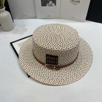 Miu Miu hollow hat flat top straw hat