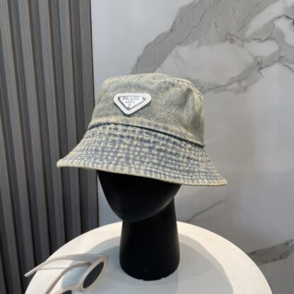 Prada washed soft denim bucket hat for men and women