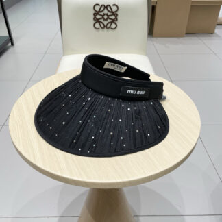 Miu Miu sparkling rhinestone hollow top sun hat