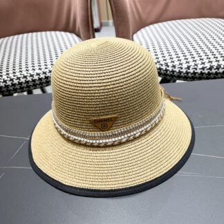 Prada summer high fashion sun protection straw hat