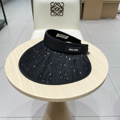 Miu Miu sparkling rhinestone hollow top sun hat - Image 2