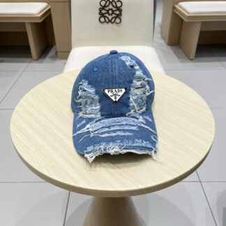 Prada denim inverted triangle baseball cap
