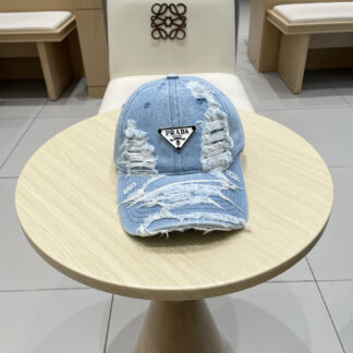 Prada denim inverted triangle baseball cap