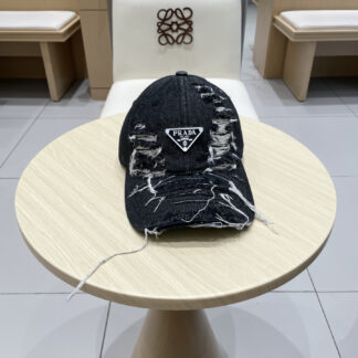 Prada denim inverted triangle baseball cap