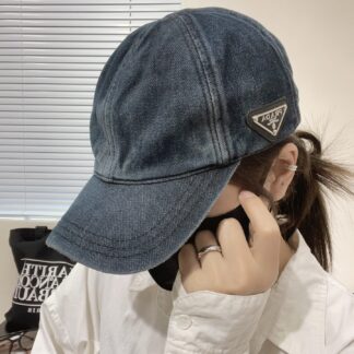 Prada denim inverted triangle baseball cap