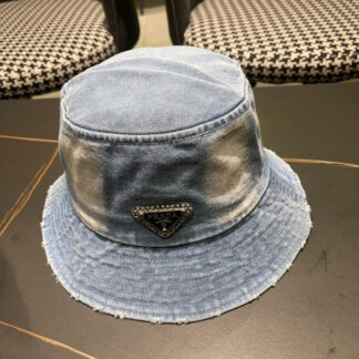 Prada Denim Triangle Bucket Hat