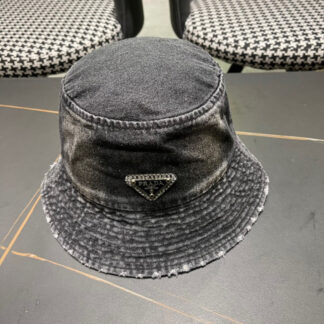 Prada denim triangle bucket hat
