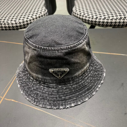 Prada denim triangle bucket hat