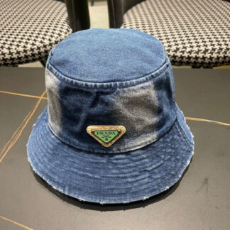 Prada denim triangle bucket hat