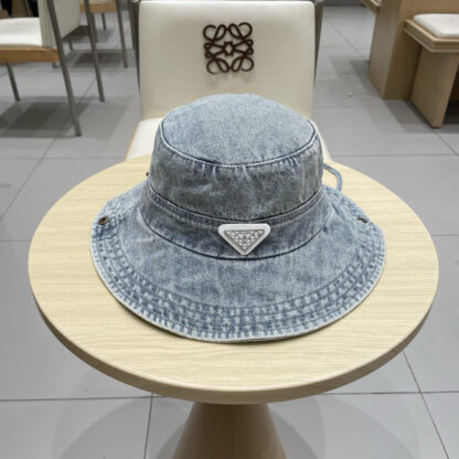 Prada new washed distressed denim bucket hat