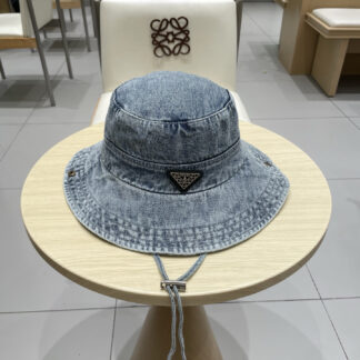 Prada new washed old denim bucket hat