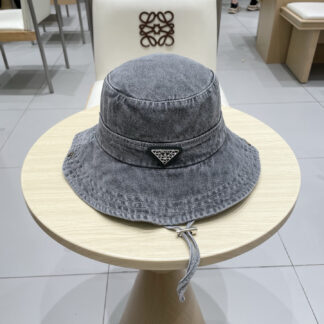 Prada new washed old denim bucket hat