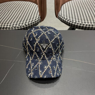 Prada summer fashion brand hole denim water brick retro hard baseball cap