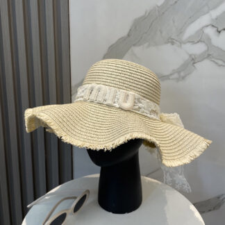 Miu Miu casual lace ribbon straw hat