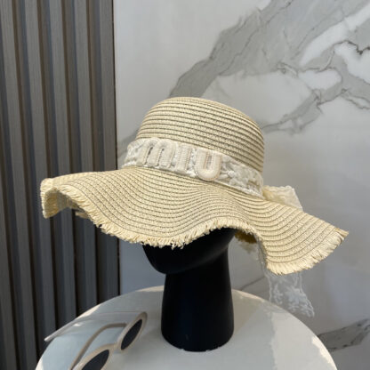 Miu Miu casual lace ribbon straw hat