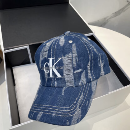 Calvin Kleinf washed distressed denim baseball cap