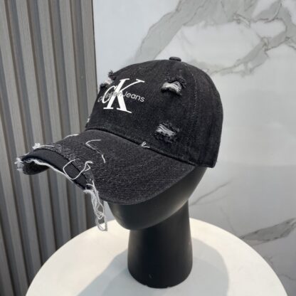 Calvin Kleinf washed distressed denim baseball cap