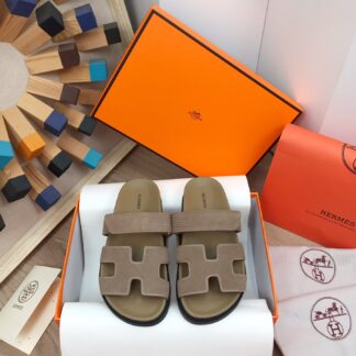 Hermès Spring/Summer new apricot brown comfortable slippers