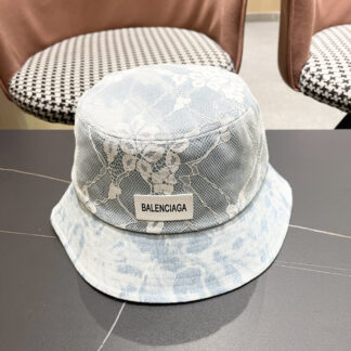 Balenciaga Spring Denim Embroidered Lace Bucket Hat